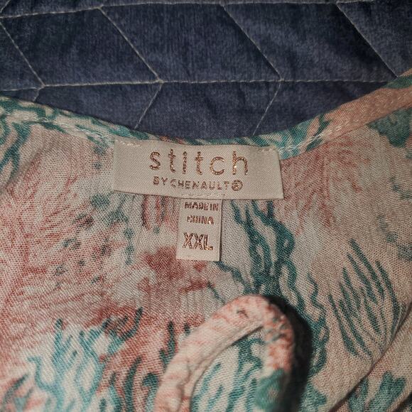 Stitch by Chenault Size XXL Coral Reef Print Tiered Midi Dress Boho Fairy Beach - Picture 6 of 10